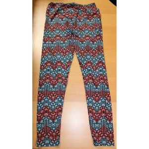 Womens Juniors Lularoe High Waist leggings Tall & Curvy Diamond Print Red / Blue